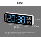 Horloge murale digitale LED – Affichage heure, température et humidité, réveil électronique avec luminosité réglable (12/24H)