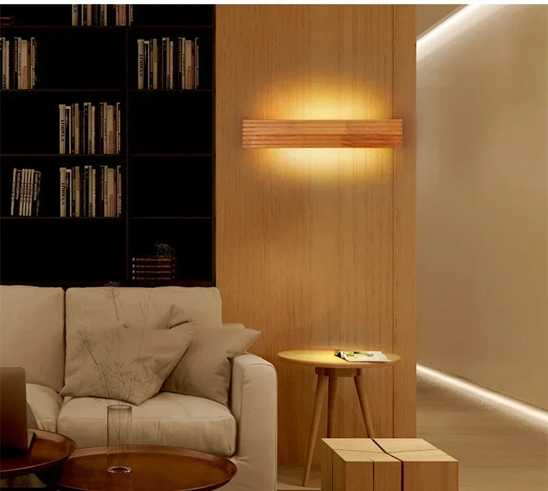 LED Murale en bois – Lampe murale moderne pour chambre, salon ou bureau