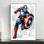Poster Marvel Avengers sur toile – Spiderman, Captain America, comics Disney, décoration murale chambre enfant (sans cadre)