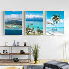 Affiche murale nordique paysage marin – Poster toile plage et océan bleu moderne pour salon et décoration intérieure (sans cadre)