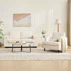 Fauteuil d’appoint style vintage – Fauteuil moderne en lin avec accoudoirs larges et pieds bois, chaise de lecture pour salon et chambre