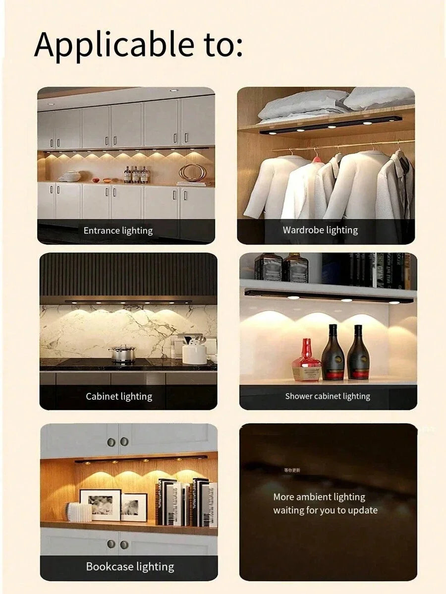 Lampe LED ultra fine sans fil avec capteur de mouvement – USB rechargeable pour armoire, cuisine et chambre
