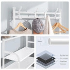 Meuble d’entrée 3-en-1 – Porte-manteaux avec 5 étagères à chaussures et 8 crochets, rangement métal moderne 80 cm