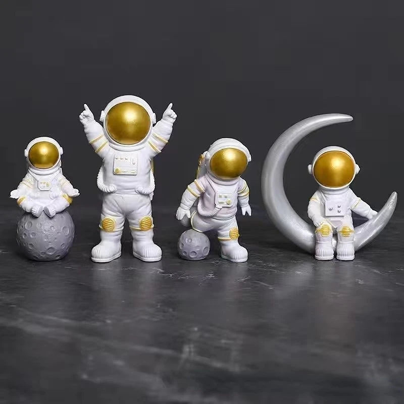 Lot de figurines astronaute en résine – 4 pièces décoratives pour bureau et chambre, jouet éducatif enfant