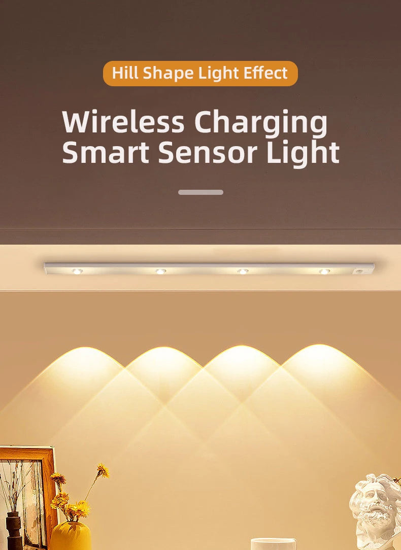 Lampe LED ultra fine sans fil avec capteur de mouvement – USB rechargeable pour armoire, cuisine et chambre