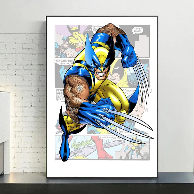 Poster Marvel Avengers sur toile – Spiderman, Captain America, comics Disney, décoration murale chambre enfant (sans cadre)