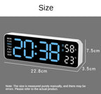 Horloge murale digitale LED – Affichage heure, température et humidité, réveil électronique avec luminosité réglable (12/24H)