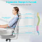 Chaise de bureau ergonomique avec soutien lombaire – Fauteuil exécutif haut dossier pivotant en maille, réglable et respirant
