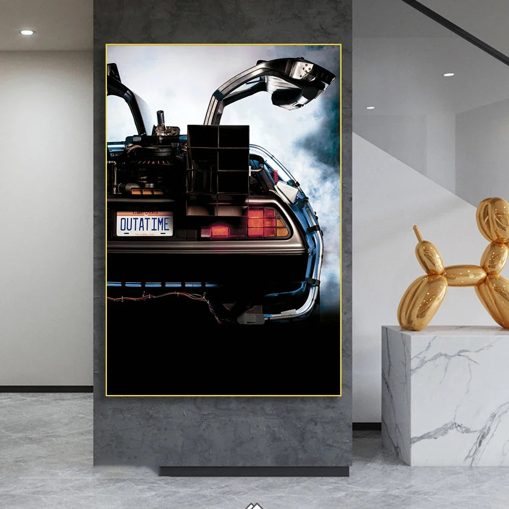 Affiche murale minimaliste scandinave – Poster décoratif Delorean Back to the Future (sans cadre)