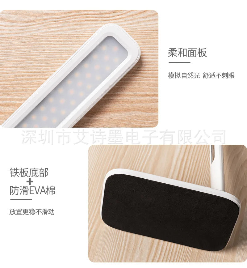 Lampe de bureau LED multifonction – Éclairage de table avec chargeur téléphone, réveil, ventilateur et porte-stylos