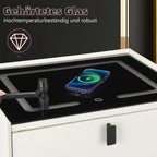 Table de chevet intelligente avec chargeur sans fil – LED intégrée et 2 tiroirs | Commode moderne pour chambre ou salon