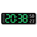 Horloge murale digitale LED – Affichage heure, température et humidité, réveil électronique avec luminosité réglable (12/24H)