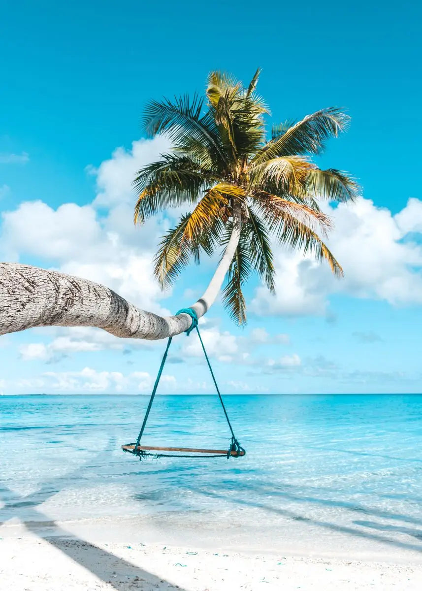 Affiche murale nordique paysage marin – Poster toile plage et océan bleu moderne pour salon et décoration intérieure (sans cadre)