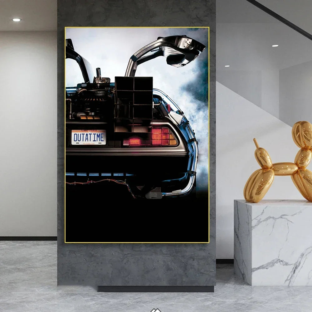 Affiche murale minimaliste scandinave – Poster décoratif Delorean Back to the Future (sans cadre)