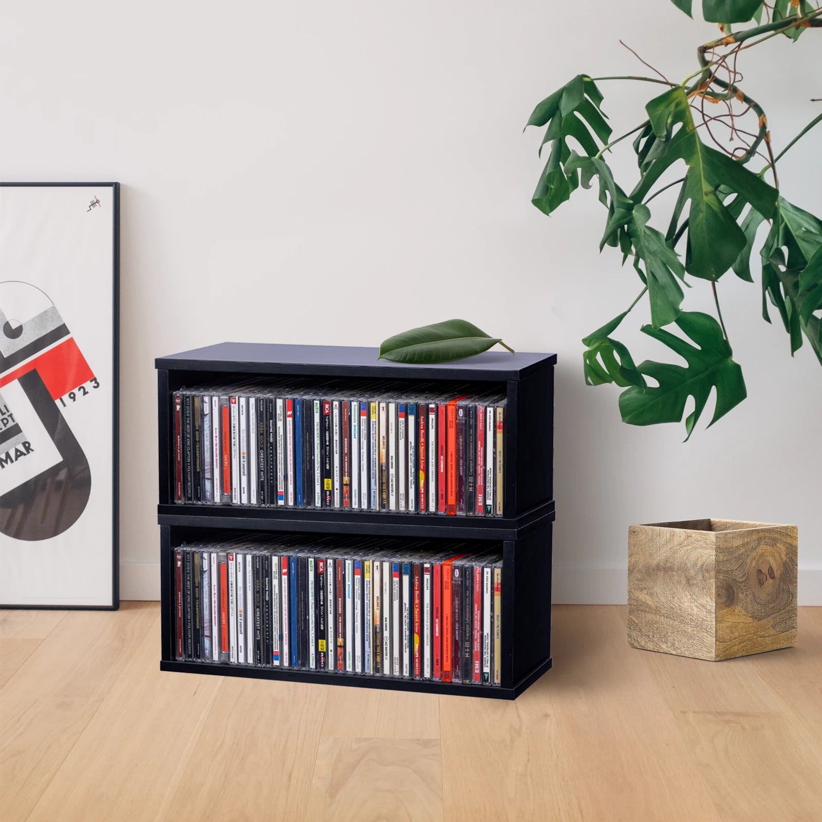 Meuble de rangement en bois grande capacité – Bibliothèque empilable et étagère de stockage
