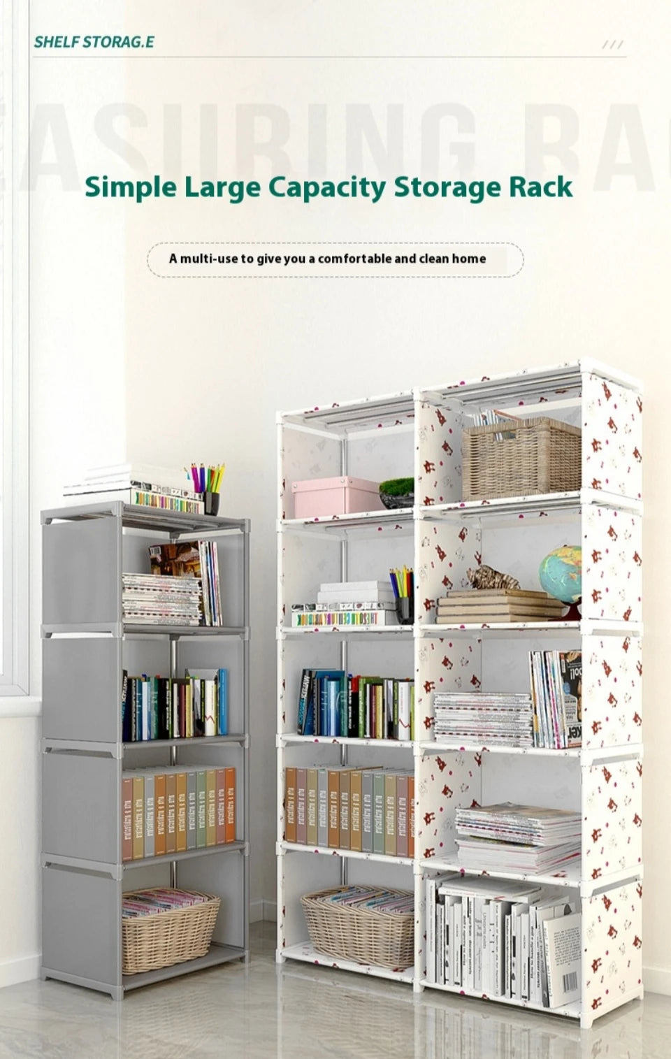 Bookshelf Storage Rack Simple Bookshelf Debris Storages Shelf Multi-layer Book Closet Organizer Bedroom Easy Assembly Bookcase