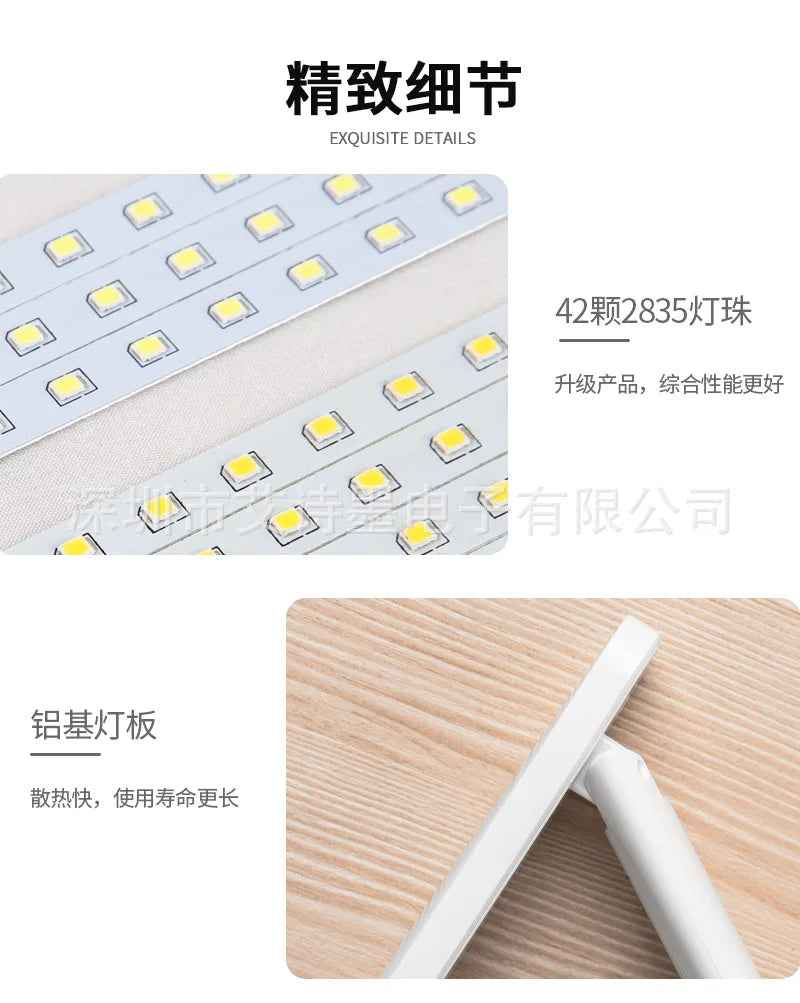 Lampe de bureau LED multifonction – Éclairage de table avec chargeur téléphone, réveil, ventilateur et porte-stylos